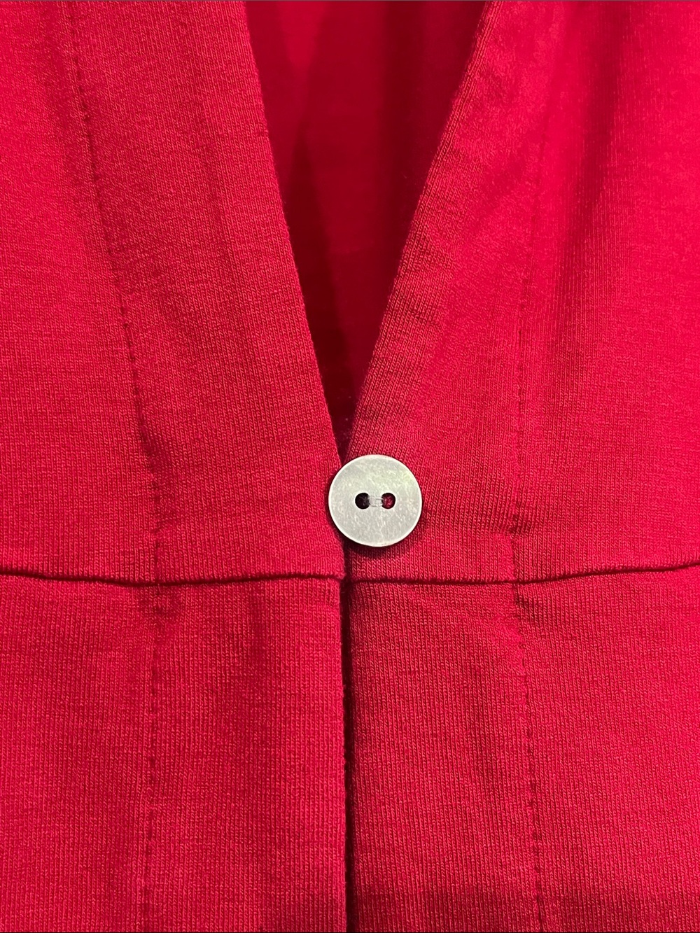 J. Jill Weaver Red Long-Sleeve Pleated Open Cardigan One Button Medium Petite - Picture 3 of 5
